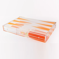 Jeu de société de Backgammon en acrylique Orange, puces de Backgammon de luxe, ensemble de jeu en Lucite transparent avec dés pour le jeu en famille