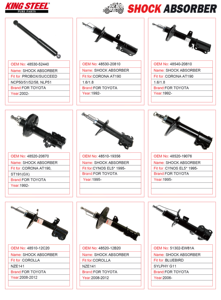 KYB 339114 339115 341448 amortiguadores Fabricante Piezas de suspensión Amortiguador trasero delantero del coche para TOYOTA Corolla NZE14 - Product Image 4