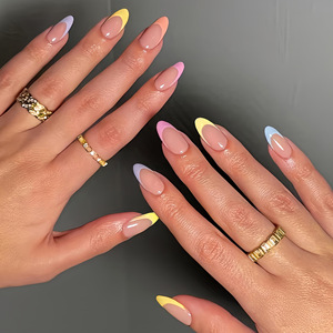 Uñas Postizas de Color Amarillo Rosado Macaron en Forma de Lágrima, Estilo Suave que Ilumina la Piel, Venta al por Mayor - Product Image 1