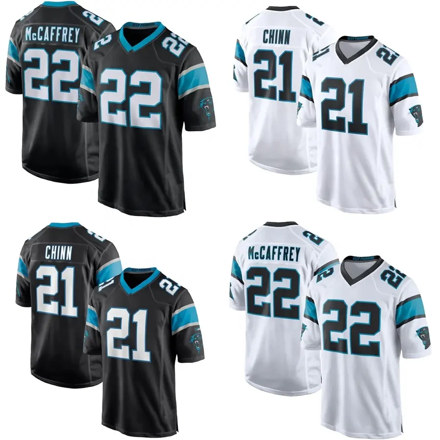 Wholesale Carolina City Stitched Men American Football Jersey Panther Black Team Uniform #22 McCaffrey # 2 Moore #21 Chinn