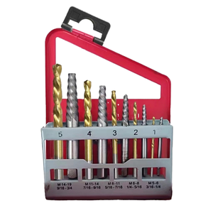 10 pezzi in acciaio britannico placcato in titanio ad alta velocità con estrattore a vite a sinistra <span class=keywords><strong>Set</strong></span> di punte da trapano in ferro di grado industriale - Product Image 1