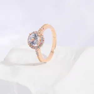 Groothandel Fashion Engagement Ring Vrouw Sieraden 18K Goud Verharde Diamond Wedding Ring Set