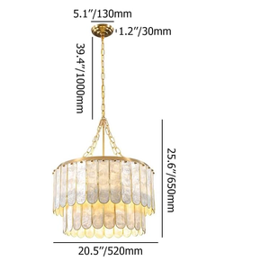 Faceted Gold Capiz <strong>Shell</strong> Chandelier for Dining Room Modern Pendant Lighting for Wedding Decorative Gold Pendant <strong>Light</strong> - Product Image 2