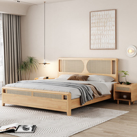 Nouveau lit en rotin indonésien nordique en bois massif moderne minimaliste en bois rond 1,8 m 1,5 double rétro style japonais lit king size