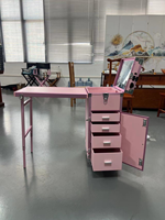 Table à Ongles Portable pour Salon de Beauté, Chariot de Maquillage, Valise de Maquillage, Organisateur de Rangement Premium pour Cosmétiques et Maquillage Permanent, Table à Ongles