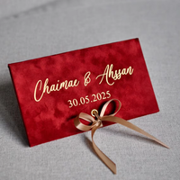Enveloppes personnalisées élégantes en velours bordeaux avec dorure à chaud, écologiques, pour cartes-cadeaux de Noël, invitations de mariage