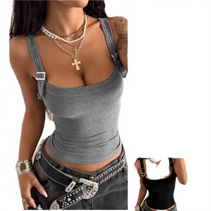 Nouveau débardeur d'été pour femme, style rétro Y2K, décontracté, respirant, tricoté, col carré, en Spandex/Polyester - Product Image 3