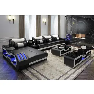 Ensemble de canapé en cuir housse de meuble inclinable utilisé luxe noir en forme de L véritable blanc salon canapés canapé italien moderne en cuir