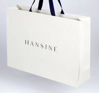 Bolsas de Papel Negro Mate de Lujo con Logotipo Personalizado, Bolsas de Regalo con Asa de Listón para Boutique, Venta al Por Mayor
