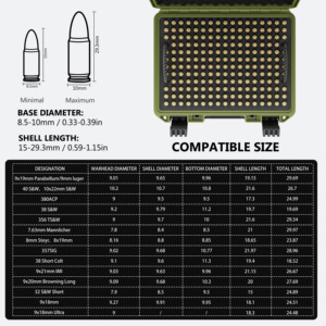 Hộp đạn EVA chống nước tiêu chuẩn quân sự KHC, sức chứa 350 viên đạn, dành cho cỡ đạn 9mm, .40 S&W, .380 ACP, .38 S&W, .356 TS&W, 7.63mm, 8mm Steyr, .357 SIG - Product Image 4
