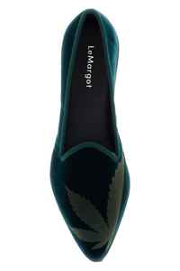 รองเท้าบัลเล่ต์ผ้ากำมะหยี่สีเขียวเข้มลายดอกไม้ lemargot จากนักออกแบบชั้นนำ - Product Image 4