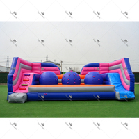Parcours d'obstacles gonflable géant Big Baller Leaps and Bounds Wipeout, jeu sportif de saut avec balles, défi interactif pour enfants et adultes
