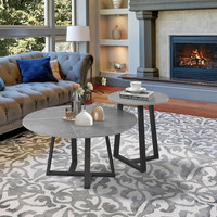 2PCS Salon Réunion Nordic Nesting Coffee Table Marble Sofa Side End Tables Round Plate Balcon Yard
