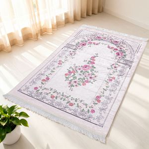 Tapis de prière ultra doux en velours de soie glacée, toucher frais, imprimé, Janamaz Sejadah, respirant, pour la prière musulmane - Product Image 2