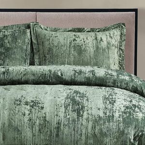 Sang Trọng Màu Đen Màu Xanh Lá Cây 3 Mảnh <span class=keywords><strong>Comforter</strong></span> Set Cho Vua Kích Thước Giường Nhăn Nhung Mặt Và Chải Sợi Nhỏ Xếp Giường <span class=keywords><strong>Comforter</strong></span> - Product Image 3