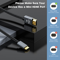 Câble vidéo Mini HDMI vers HDMI 2.0 plaqué or OEM d'usine, 4K60Hz, haute transmission, pour appareil photo numérique, ordinateur portable, Smart TV