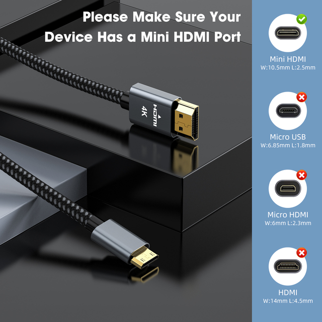 Factory OEM Gold Plated Mini HDMI to HDMI 2.0 Video Cable 4K60Hz High Transmission Wire for Digital Camera Notebook Smart TV