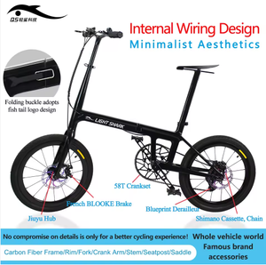 Bicicleta Plegable Light Shark Tech de <span class=keywords><strong>20</strong></span>'' con Cuadro de Fibra de Carbono, Frenos de Disco y Llantas de Aleación de 7 Velocidades para Ciudad - Product Image 4