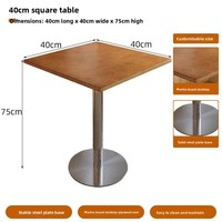 Table de salle à manger commerciale pour café-restaurant, style coréen vintage, plateau carré en bois massif, plateau en bois marin, cadre métallique personnalisable