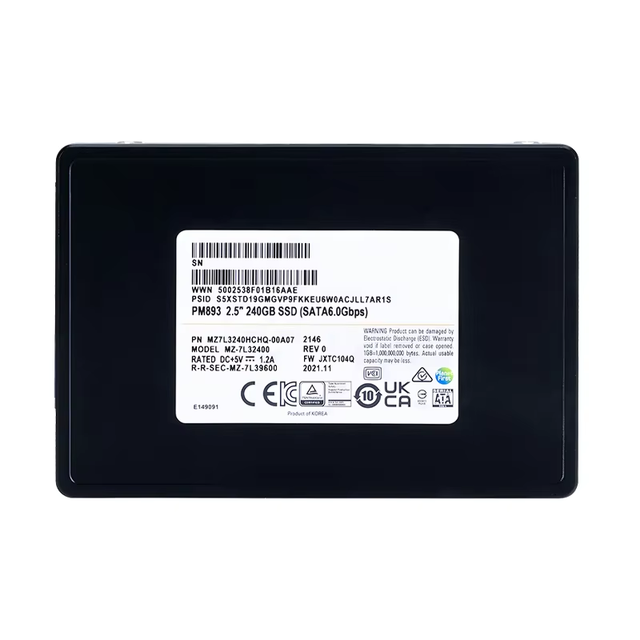 New SSD MZ7L3240HCHQ-00A07 PM893 240GB Internal SATA III (6.0 Gb/s) 2.5 Inch 7MM Enterprise Server 550MB/s Read