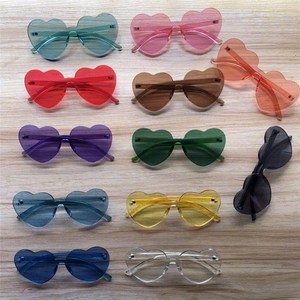 Lunettes en forme de coeur pour femmes verres teintés clairs colorés <span class=keywords><strong>rouge</strong></span> rose jaune nuances monture sans monture pour accessoires de voyage <span class=keywords><strong>Halloween</strong></span> - Product Image 6