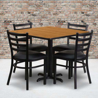 Meubles de restaurant commercial ensemble de table de restaurant pour 4 personnes ensemble de café chaise en métal de restauration rapide moderne table en bois