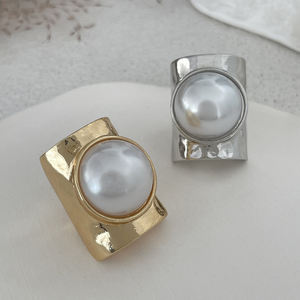 خواتم لؤلؤ كبيرة ومبالغ فيها نصف الكرة ، خواتم مكتنزة للنساء ، خواتم نسائية عصرية لحفلات السيدات ، إصبع واسع ، خاتم ، إكسسوارات مجوهرات أنيقة - Product Image 5