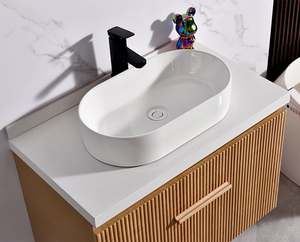 Mueble de <span class=keywords><strong>Baño</strong></span> Moderno de Lujo, Impermeable, de Madera Maciza, Rectangular, con Espejo LED y Gabinetes, <span class=keywords><strong>para</strong></span> Montar en la Pared - Product Image 4