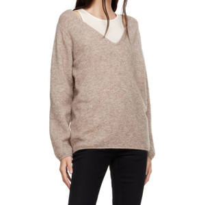 סוודר קשמיר איכותי לנשים לשנת 2025, דוגמת דמויות, צווארון וי, עבה, ארוך, עמיד בפני כדוריות, חם, קז'ואל, צמר חורפי - Product Image 2