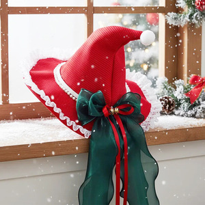 Gorro navideño Luling Yaoyao de talla única con lazo verde para decoraciones y regalos navideños - Product Image 1