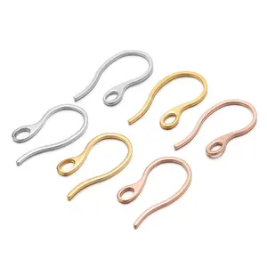 50Pcs Gold Color Plated 11*22mm Wire:1mm Stainless Steel Stamping Hook Earrings For DIY Jewelry Findings Earrings Accessories