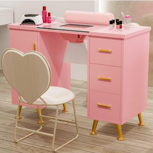 Multi-functional Modern Pink Nail Station Tech <b>Beauty</b> Makeup <b>Desk</b> Salon Manicure Furniture Table - Product Image 2