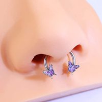 1 Buah 16G Enamel Kupu-kupu Hoop Tapal Kuda Hidung Cincin Kancing Tulang Rawan Melingkar Tragus Tindik Telinga Baja Tahan Karat Cincin Septum