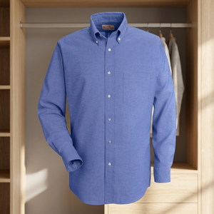 Custom Men's 100% Cotton Oxford Turn-<b>down</b> Collar Executive Long Sleeve Solid Red Casual & Dress Shirt for Spring/Summer Size 2XL - Product Image 2