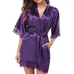 Moderne Eenvoud In-Voorraad Items Plain Geverfd Plus Size Nightgowns Vrouwen Pyjama