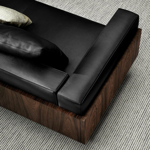 Canapé moderne en cuir Mobilier de salon Style italien Canapé en bois - Product Image 3