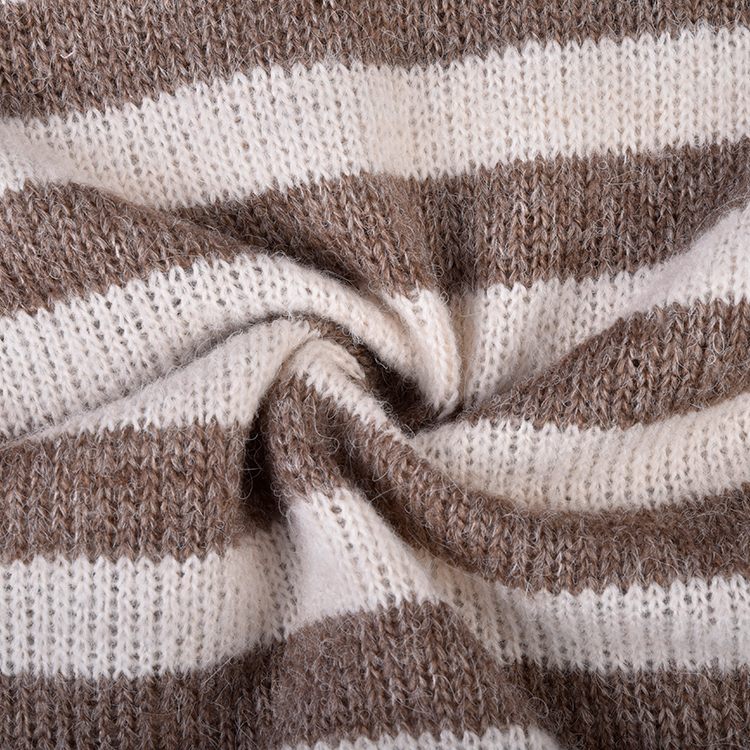 Fashion Design 148cm 200gsm Stripe Soft Knitted 53%Rayon 22%Polyester 15%Nylon 8%Wool 2%Spandex Fabrics for Garment