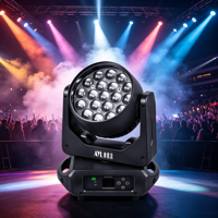 Projecteur Wash à Tête Mobile Zoom RGBW 19*15W DMX512 300W pour DJ, Discothèque, Bar, Mariage, Fête, Concert, Spectacle en Direct, Éclairage d'Effet Scénique