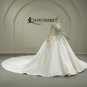 Gt26006 Precioso Vestido de Novia de Satén Estilo Princesa, Hecho a Mano con Cristales y Perlas, Cuello en V, Vestido de Novia Jancember - Product Image 6