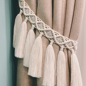 <span class=keywords><strong>Macrame</strong></span> tenda Tie backs foglia fatta a mano tessuta a mano Boho nappa cinghie per finestre accessori per la decorazione del soggiorno - Product Image 1