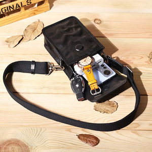 Dujiang Men's Crossbody <b>Bag</b> Genuine Leather Adjustable Strap <b>Small</b> Phone <b>Bag</b> Everyday Use - Product Image 2
