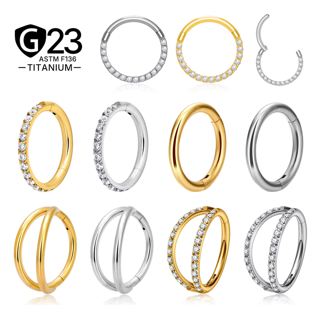 JiaXin ASTM F136 Implant-Grade Titanium Hinged Clicker Septum Hoop Ring Nose Rings Forward Helix Ear Lobe Body Piercing Jewelry