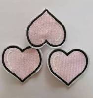 Patchs brodés en forme de cœur roses de 6 cm en polyester, faits à la main, à coudre, pour la décoration des vêtements, marque JSB