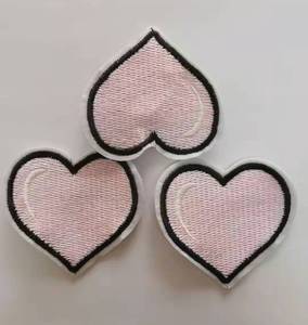 Patchs brodés en forme de cœur roses de 6 cm en polyester, faits à la main, à coudre, pour la décoration des vêtements, marque <span class=keywords><strong>JSB</strong></span> - Product Image 5