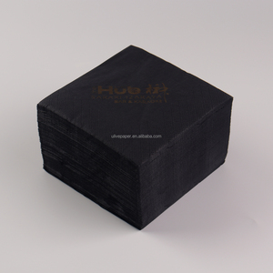 Bán Buôn Giấy Khăn Ăn 2 Ply Màu Đen 1/4 Gấp Cocktail Khăn Ăn Trinh Nữ Bột Giấy 23*23Cm Nước Giải Khát Biểu Tượng Tùy Chỉnh Giấy Khăn Ăn Serviettes - Product Image 1