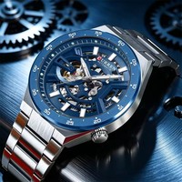 CURREN Nouvelle Montre Mécanique Automatique pour Homme, Étanche, en Acier Inoxydable, Lumineuse, de Luxe, Idéale pour Cadeau de Petit Ami