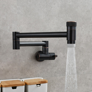 Grifo plegable y extensible para cocina, doble junta, brazo oscilante, montaje en pared, color negro - Product Image 2