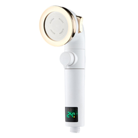 Pommeau de douche à affichage numérique de la température LED, alimenté par l'eau, trois modes, ABS chromé