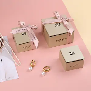 Boyang Design unico anello di san valentino scatola di imballaggio scatola regalo di carta gioielli con nastro