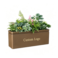 Jardinière en acier au carbone thermolaqué anti-rouille, grande jardinière en métal pour l'extérieur, idéale pour la présentation en vitrine de magasin.